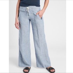 ATHLETA Cabo Linen Wide Leg Pants • size 18 • blue